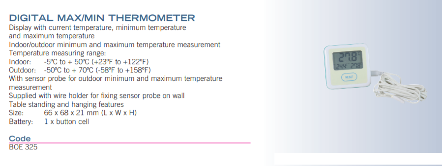 數(shù)字***小/***大溫度計(jì)BOE325